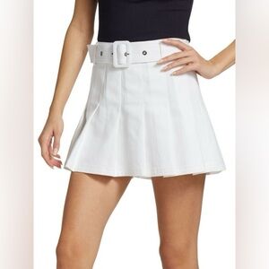 New Cinq a Sept Janina Belted Pleated Mini Skirt Preppy Hamptons Chic Sz 12